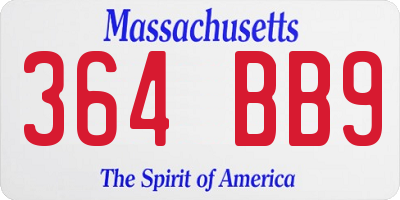 MA license plate 364BB9