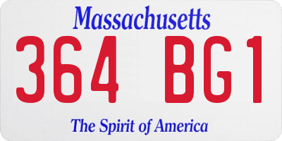 MA license plate 364BG1