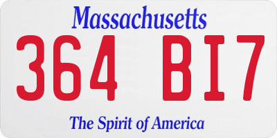 MA license plate 364BI7