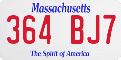 MA license plate 364BJ7