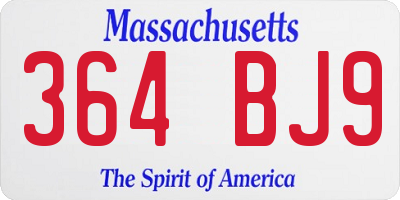 MA license plate 364BJ9