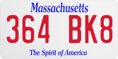 MA license plate 364BK8