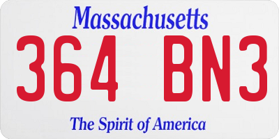 MA license plate 364BN3