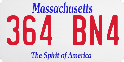 MA license plate 364BN4