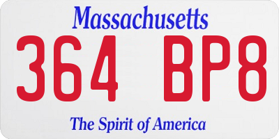 MA license plate 364BP8