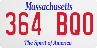 MA license plate 364BQ0