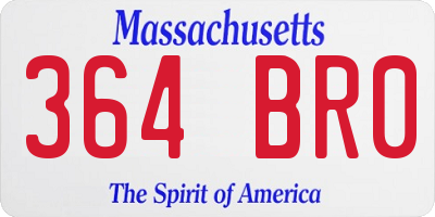 MA license plate 364BR0