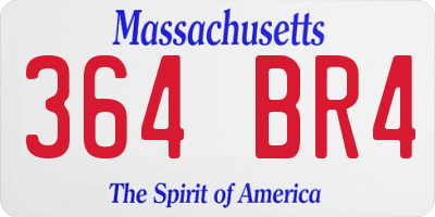 MA license plate 364BR4