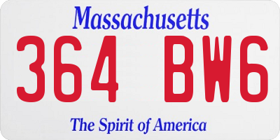 MA license plate 364BW6