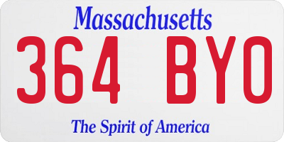 MA license plate 364BY0