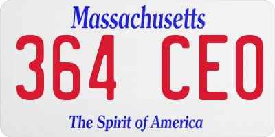 MA license plate 364CE0