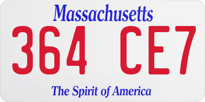 MA license plate 364CE7