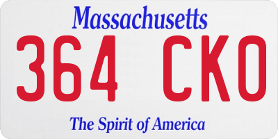 MA license plate 364CK0