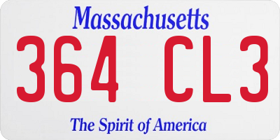 MA license plate 364CL3