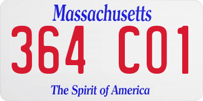 MA license plate 364CO1