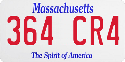 MA license plate 364CR4