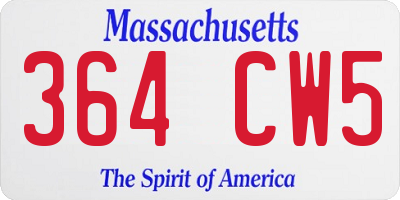 MA license plate 364CW5