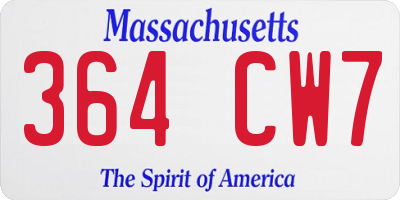 MA license plate 364CW7