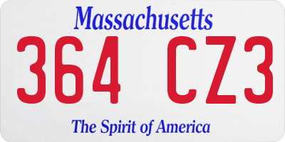 MA license plate 364CZ3