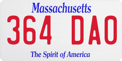 MA license plate 364DA0