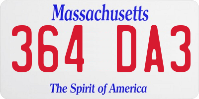 MA license plate 364DA3