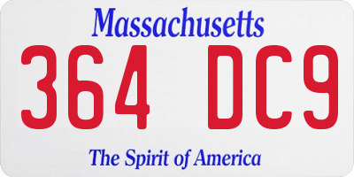 MA license plate 364DC9
