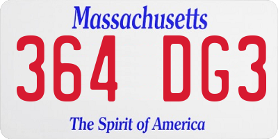 MA license plate 364DG3