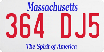 MA license plate 364DJ5