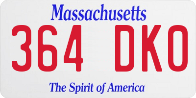 MA license plate 364DK0