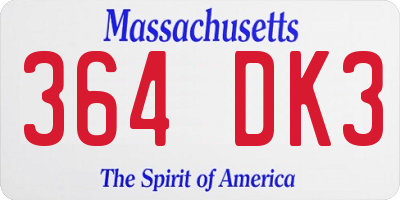MA license plate 364DK3