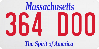MA license plate 364DO0
