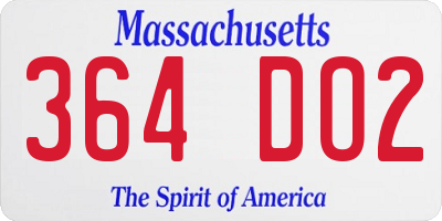 MA license plate 364DO2