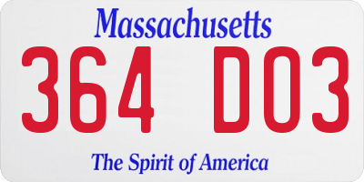 MA license plate 364DO3