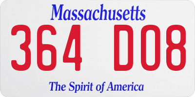 MA license plate 364DO8