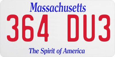 MA license plate 364DU3