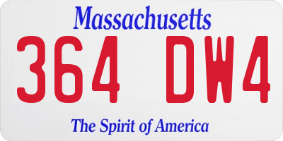 MA license plate 364DW4
