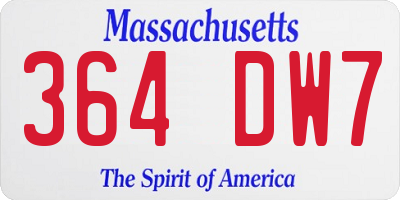 MA license plate 364DW7