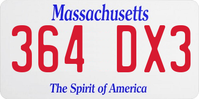 MA license plate 364DX3