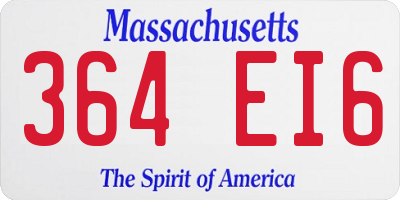MA license plate 364EI6