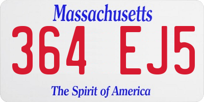 MA license plate 364EJ5