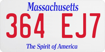 MA license plate 364EJ7