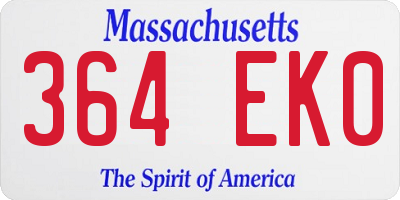 MA license plate 364EK0