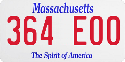 MA license plate 364EO0