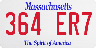 MA license plate 364ER7