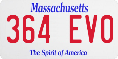 MA license plate 364EV0