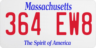 MA license plate 364EW8