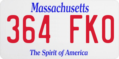 MA license plate 364FK0