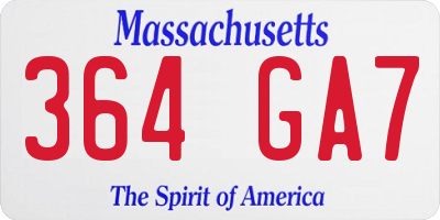 MA license plate 364GA7