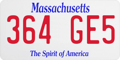 MA license plate 364GE5