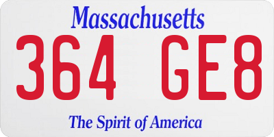 MA license plate 364GE8